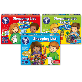 Shopping list + 2x Extras - Clothes and Fruit&Veg (Orchard Toys)